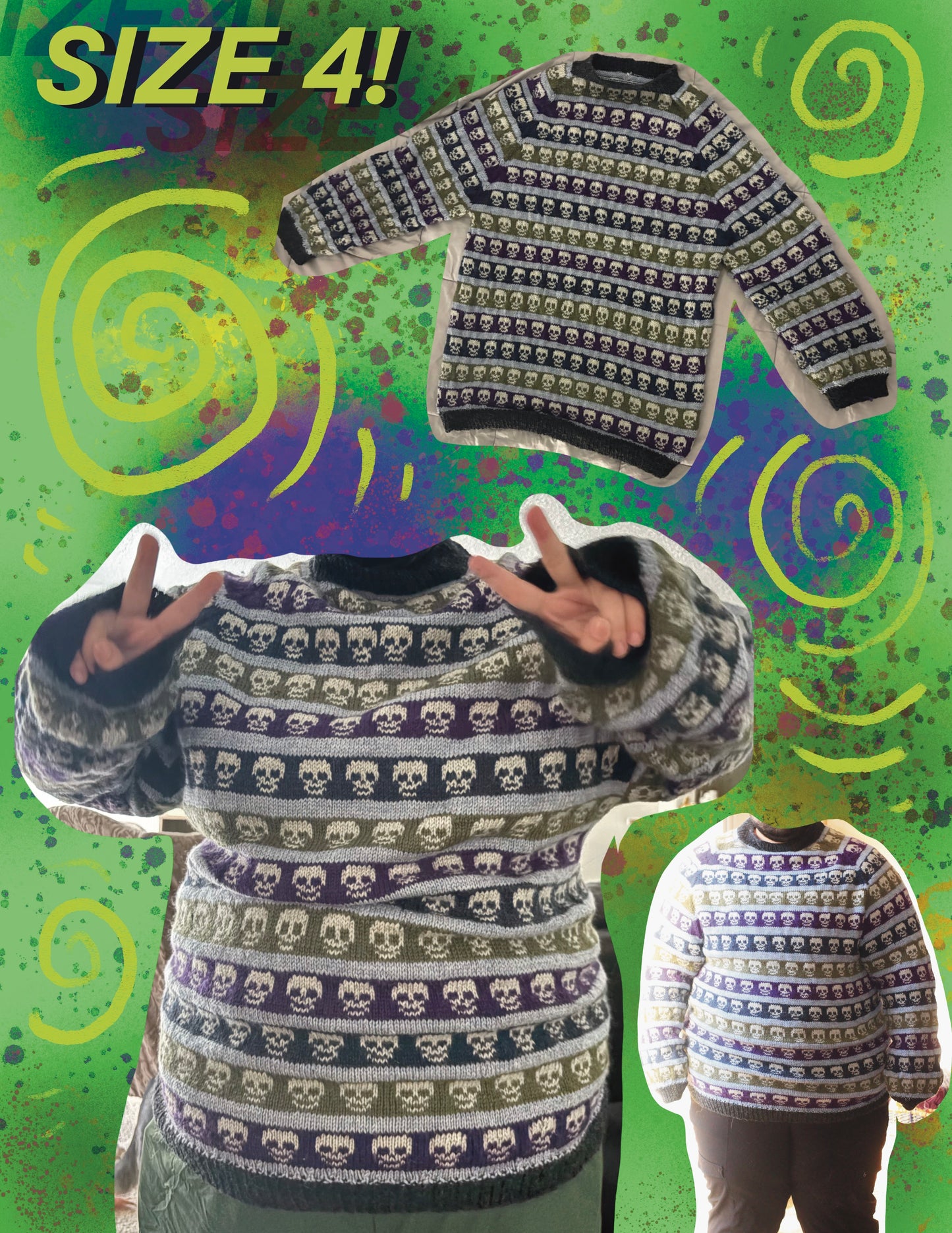 Sweater ONE - Skulls & Stripes Pattern