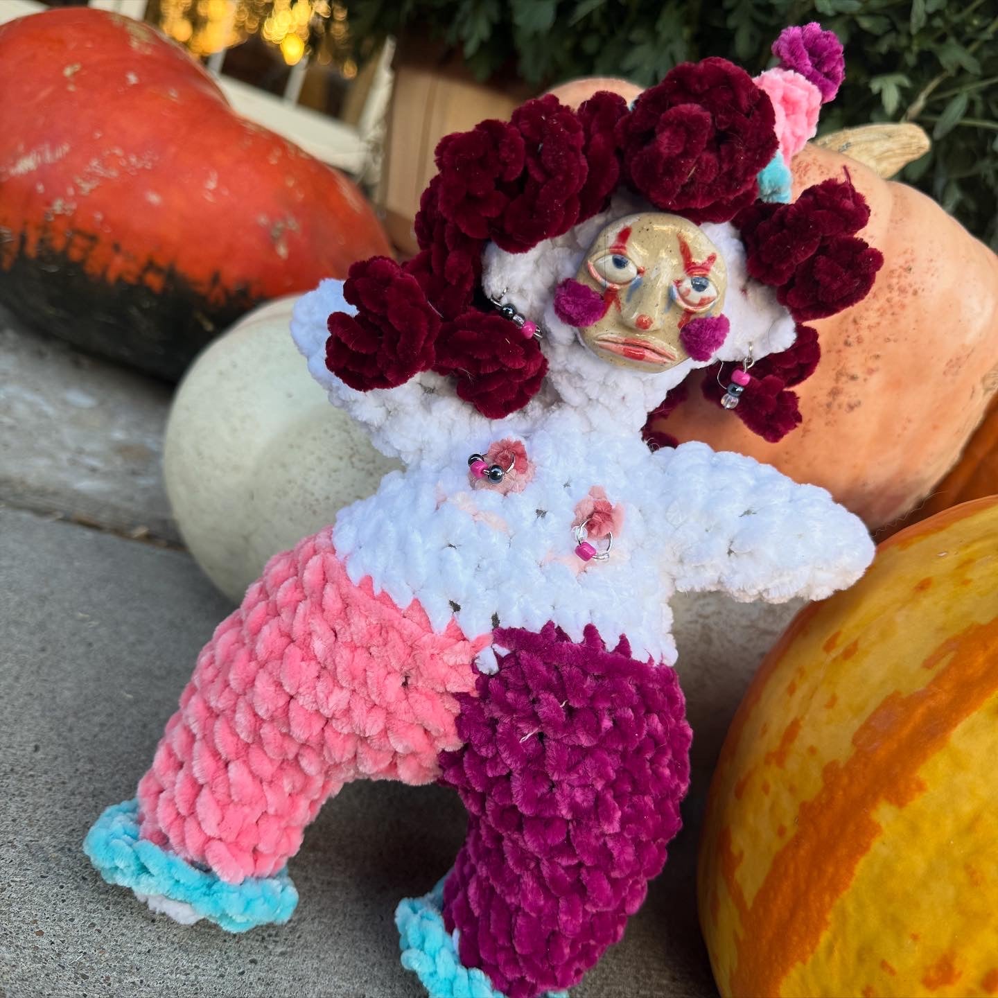 Ceramic-Faced Clown Doll