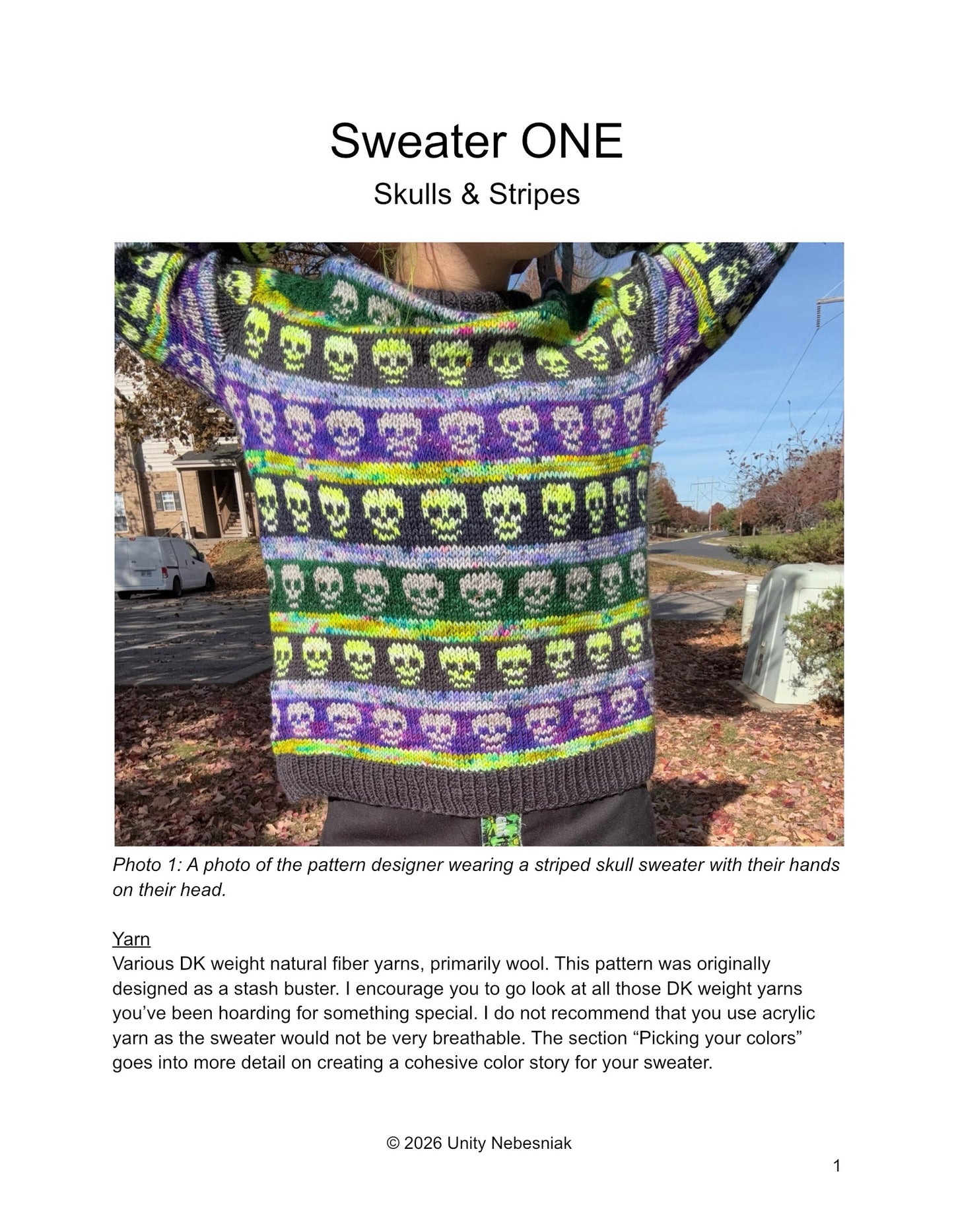 Sweater ONE - Skulls & Stripes Pattern