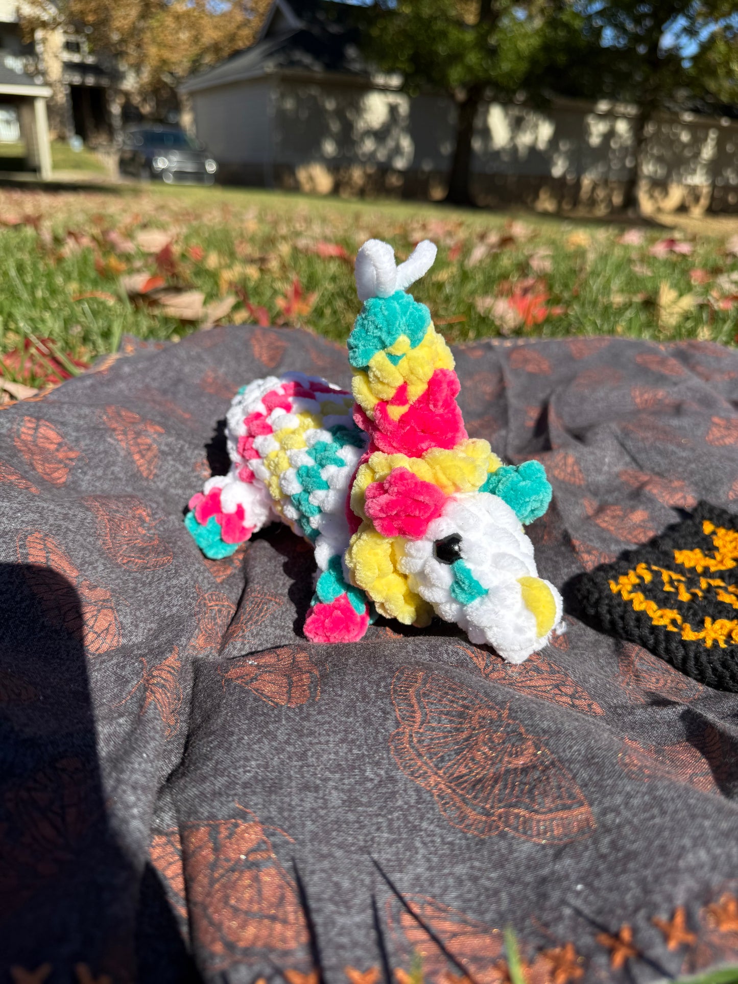 Crochet clown opossum 1