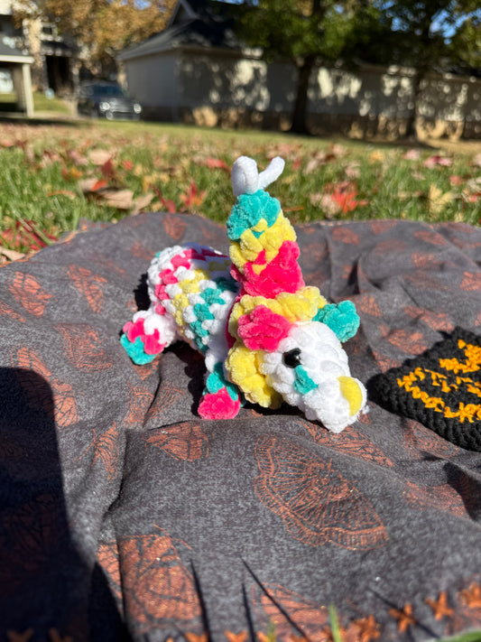 Crochet clown opossum 1